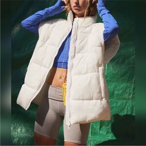 Free People White Puffy Quilted Vest